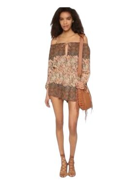 FREE PEOPLE So Divine Apricot Romper, Removable Shoulder Straps, Size S.